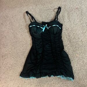Black/teal corset dress